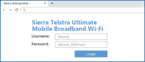 Sierra Telstra Ultimate Mobile Broadband Wi-Fi router default login