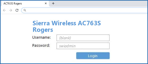 Sierra Wireless AC763S Rogers router default login