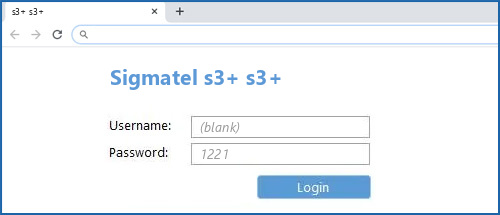 Sigmatel s3+ s3+ router default login