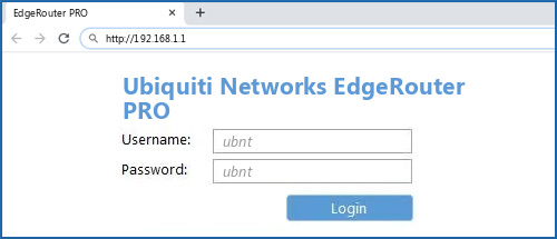 Ubiquiti Networks EdgeRouter PRO router default login