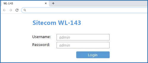 Sitecom WL-143 router default login