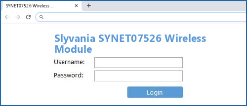 Slyvania SYNET07526 Wireless Module router default login