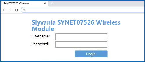 Slyvania SYNET07526 Wireless Module router default login