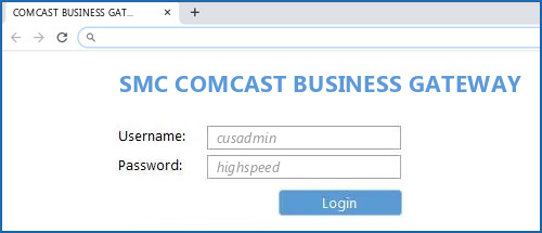 SMC COMCAST BUSINESS GATEWAY IP De Acceso Por Defecto Nombre De SMC COMCAST BUSINESS GATEWAY IP De Acceso Por Defecto Nombre De