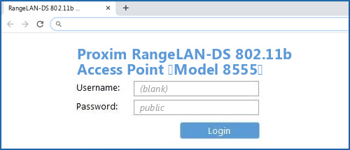 Proxim RangeLAN-DS 802.11b Access Point (Model 8555) router default login