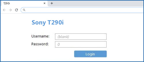 Sony T290i router default login