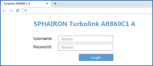 SPHAIRON Turbolink AR860C1 A router default login