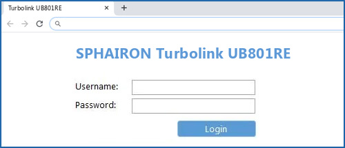SPHAIRON Turbolink UB801RE router default login