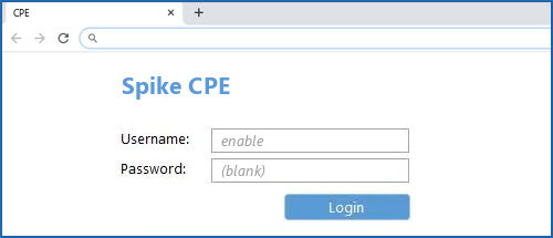 Spike CPE router default login
