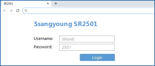Ssangyoung SR2501 router default login