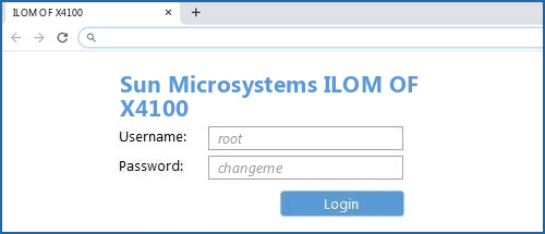 Sun Microsystems ILOM OF X4100 router default login