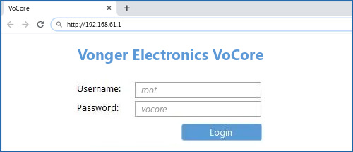 Vonger Electronics VoCore router default login