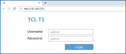 TCL T1 router default login