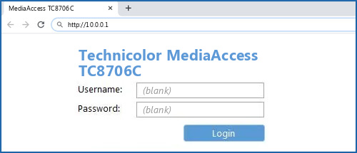 Technicolor MediaAccess TC8706C router default login