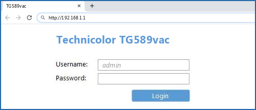 Technicolor TG589vac router default login