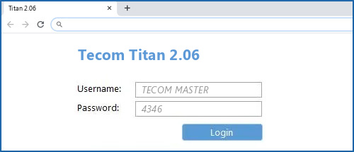 Tecom Titan 2.06 router default login