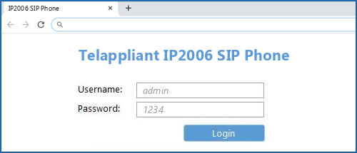 Telappliant IP2006 SIP Phone router default login