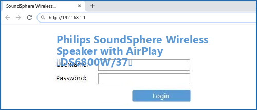 Philips SoundSphere Wireless Speaker with AirPlay (DS6800W/37) router default login