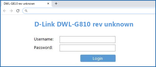 D-Link DWL-G810 rev unknown router default login