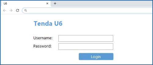 Tenda U6 router default login