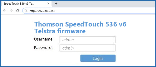 Thomson SpeedTouch 536 v6 Telstra firmware router default login