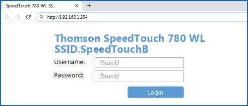 Thomson SpeedTouch 780 WL SSID.SpeedTouchB router default login