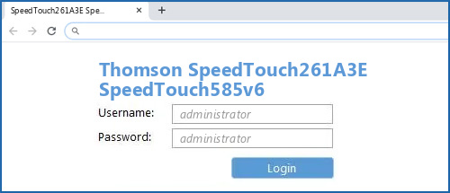 Thomson SpeedTouch261A3E SpeedTouch585v6 router default login