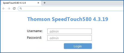 Thomson SpeedTouch580 4.3.19 router default login