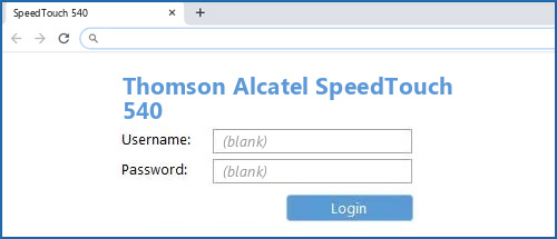 Thomson Alcatel SpeedTouch 540 router default login