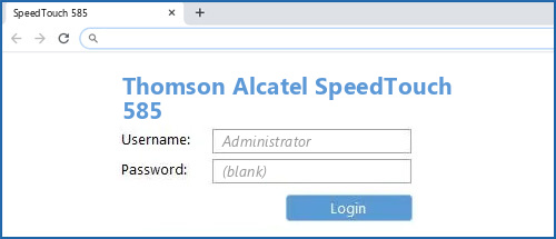 Thomson Alcatel SpeedTouch 585 router default login