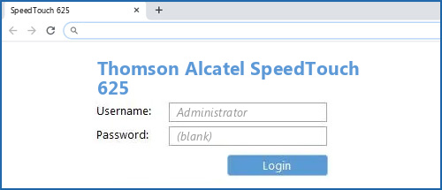 Thomson Alcatel SpeedTouch 625 router default login