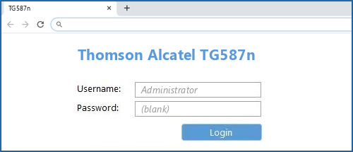 Thomson Alcatel TG587n router default login