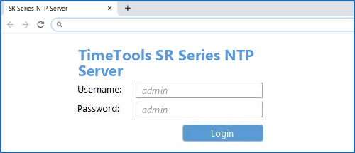 TimeTools SR Series NTP Server router default login