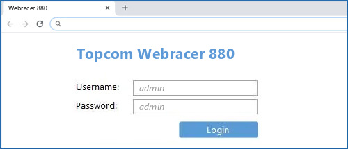 Topcom Webracer 880 router default login