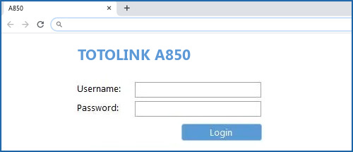 TOTOLINK A850 router default login