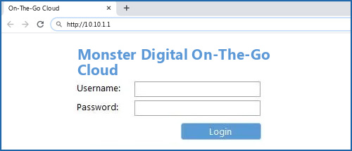 Monster Digital On-The-Go Cloud router default login