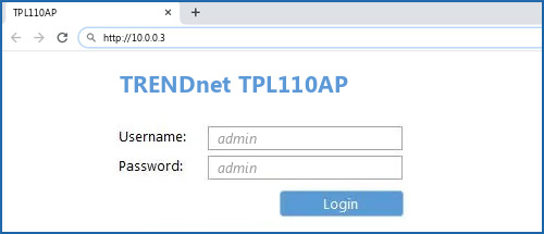 TRENDnet TPL110AP router default login