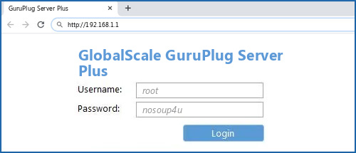 GlobalScale GuruPlug Server Plus router default login