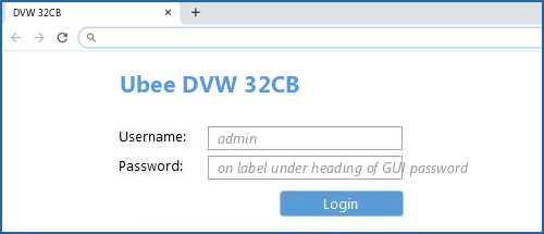 Ubee DVW 32CB router default login