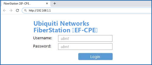 Ubiquiti Networks FiberStation (EF-CPE) router default login