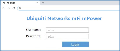 Ubiquiti Networks mFi mPower router default login