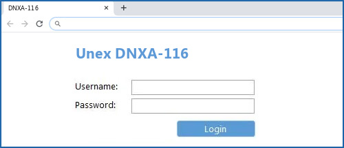 Unex DNXA-116 router default login