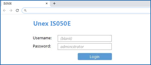 Unex IS050E router default login