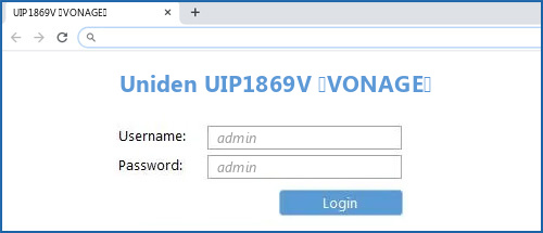 Uniden UIP1869V (VONAGE) router default login