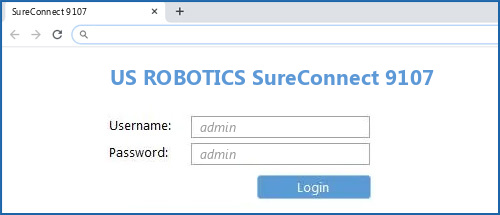 US ROBOTICS SureConnect 9107 router default login