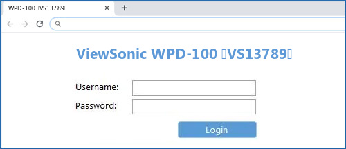 ViewSonic WPD-100 (VS13789) router default login