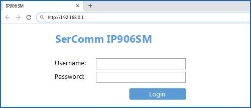 SerComm IP906SM router default login