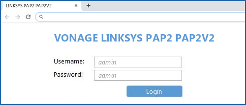 VONAGE LINKSYS PAP2 PAP2V2 router default login