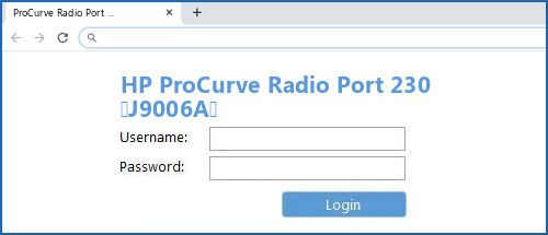 HP ProCurve Radio Port 230 (J9006A) router default login