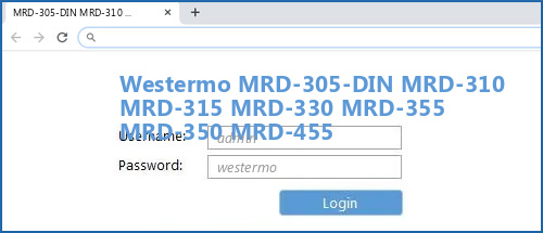 Westermo MRD-305-DIN MRD-310 MRD-315 MRD-330 MRD-355 MRD-350 MRD-455 router default login